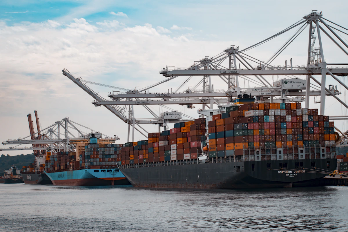 Cargo ship at sea